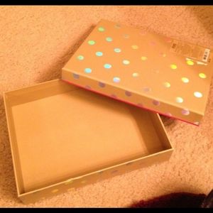 Victoria's Secret PINK Storage Box Brown w/ Silver Polka Dots & Pink Trim